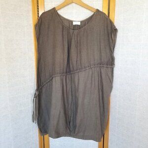 Haris Cotton Linen Dress Tunic Top Lagenlook Brown Linen Made in Greece Small